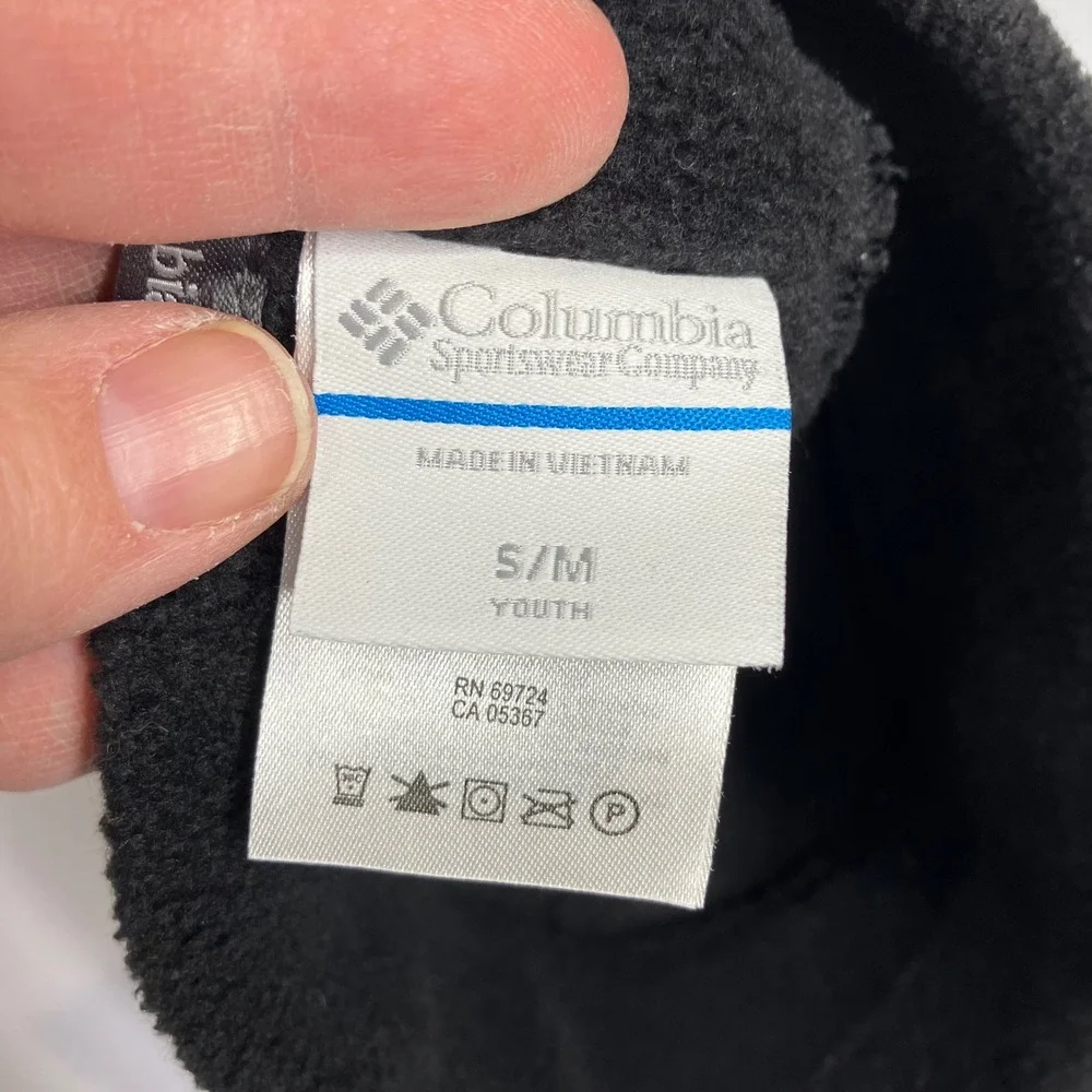 Columbia black fleece beanie hat‎ youth size small/medium winter outdoor snow